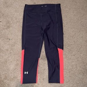 Under Armour Leggings Small - Dark Gray/Charcoal & Coral Mesh